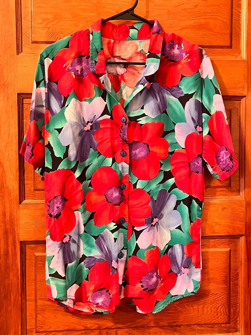 Vintage Vibrant Floral Short-Sleeve Shirt